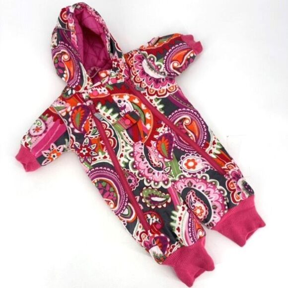 Hannah Andersson Girls Multicolor Paisley Floral Snowsuit Size 60 3-6 months